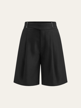 Buckle Detail Mid-Waist Shorts