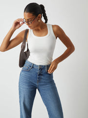 Ribbed Knit Crew Neck Tank Top