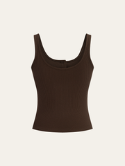 Ribbed Button-Front Tank Top