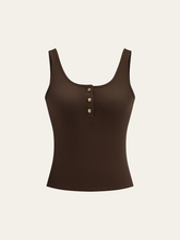 Ribbed Button-Front Tank Top