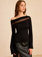 Mesh Paneled Long Sleeve T-Shirt