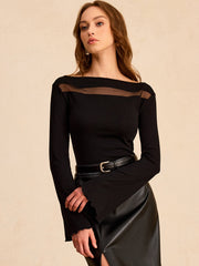 Mesh Paneled Long Sleeve T-Shirt