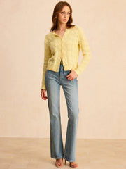 Cable-Knit Button-Front Cardigan