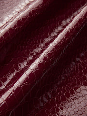 Belted Croc Embossed PU Leather Mini Skirt