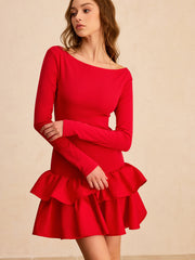 Long Sleeve Tiered Ruffle Mini Dress