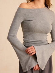 Off-Shoulder Bell-Sleeve Blouse