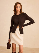 Ribbed Button-Front Knit Top