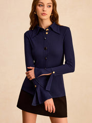 Orbit Button-front Shirt with Flared Sleeve