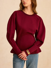 Lantern Sleeve Crew Neck Sweatshirt