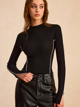 Ribbed Mock Neck Wool Blend Sweater