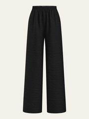 Textured Wide-Leg Pants with Elastic Waist