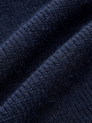 Denim Panel Asymmetric V-Neck Knit Top