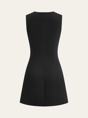 Detachable Cape Metal Floral Detail Dress Set