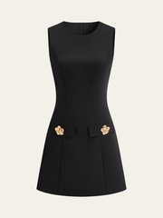 Detachable Cape Metal Floral Detail Dress Set