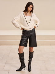 2 in 1 Contrast Trim Sweater