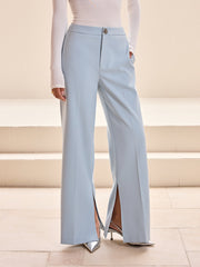 Mid-Waist Wide-Leg Slit Pants