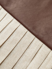 PU Panel Cotton & Linen Pleated Mini Skirt