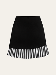 Asymmetric Contrast Striped Hem Mini Skirt