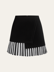 Asymmetric Contrast Striped Hem Mini Skirt