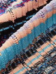 Ruffled Hem Colorful Striped Knit Top