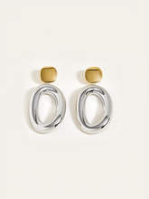 Two-Tone Smooth Oval Drop Earrings