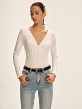 V-Neck Long Sleeve Fitted T-Shirt