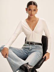 V-Neck Long Sleeve Fitted T-Shirt