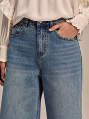 Mid-Waist Wide-Leg Jeans without Belt