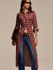Plaid Button Front Shirt Dress