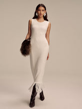 Fringe Hem Sleeveless Knit Maxi Dress