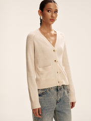 V-Neck Wool Blend Cardigan