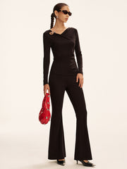 Asymmetric Cut-Out Long-Sleeve T-Shirt