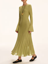 Mesh Pleated Hem Knit Maxi Dress