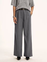 Cotton-Blend Pleated Pants without Belt