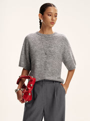 Wool-Blend Short Sleeve Sweater