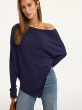 Textured Off-Shoulder Asymmetric Sweater