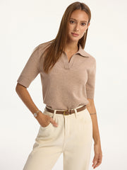 Short-Sleeved Knit Polo Top