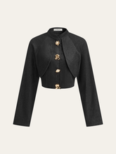 Metal Detail Cropped Denim Jacket