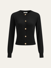 Wool Blend Metal Button Cardigan