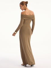 Off-Shoulder Long Sleeve Maxi Dress