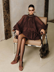 Tiered Ruffle Chiffon Mini Dress Set with Liner