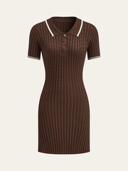 Cable-Knit Short-Sleeve Polo Dress