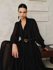 Chiffon Maxi Dresse with Scarf