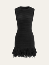 Sleeveless Fringe Hem Sweater Dress