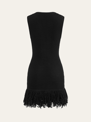Sleeveless Fringe Hem Sweater Dress
