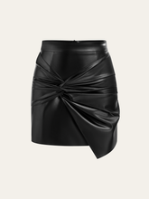 Faux Leather Twist Mini Skirt