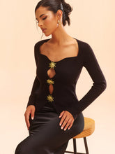 Metal Detail Cut-Out Knit Top