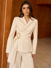 Asymmetric Belted Blazer