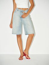 Mid-Waist Denim Bermuda Shorts