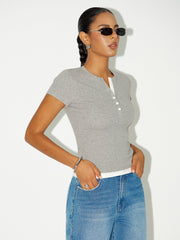 2 in 1 Layered Hem Short Sleeved T-Shirt